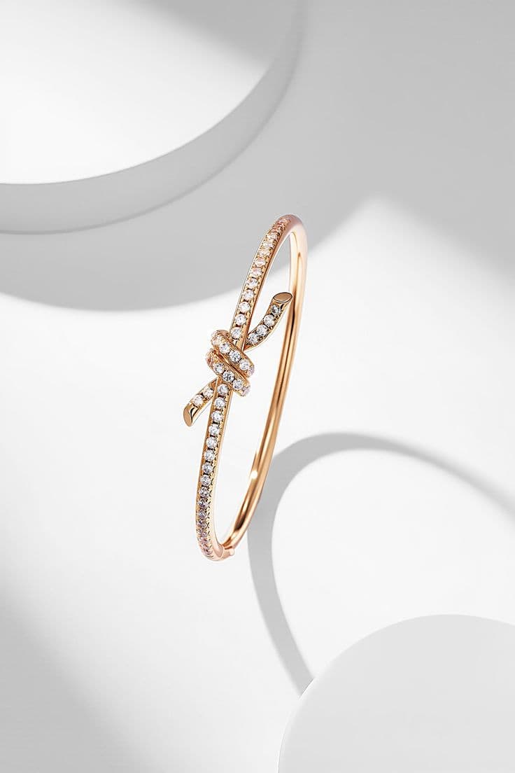 Rose gold diamond knot bangle